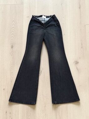 BDG Raw Hem Waist Black Faded Wide Leg Pull On Jeans Size 30